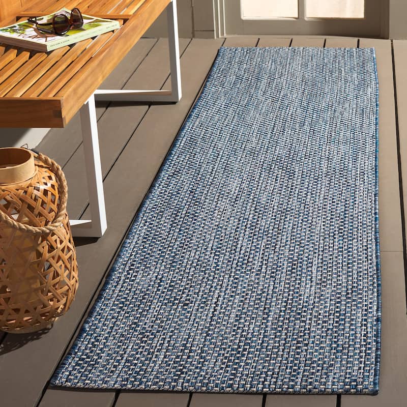 SAFAVIEH Courtyard Begajeta Indoor/Outdoor Waterproof Patio Backyard Rug. - 2'3" x 6'7" Runner - Navy/Grey