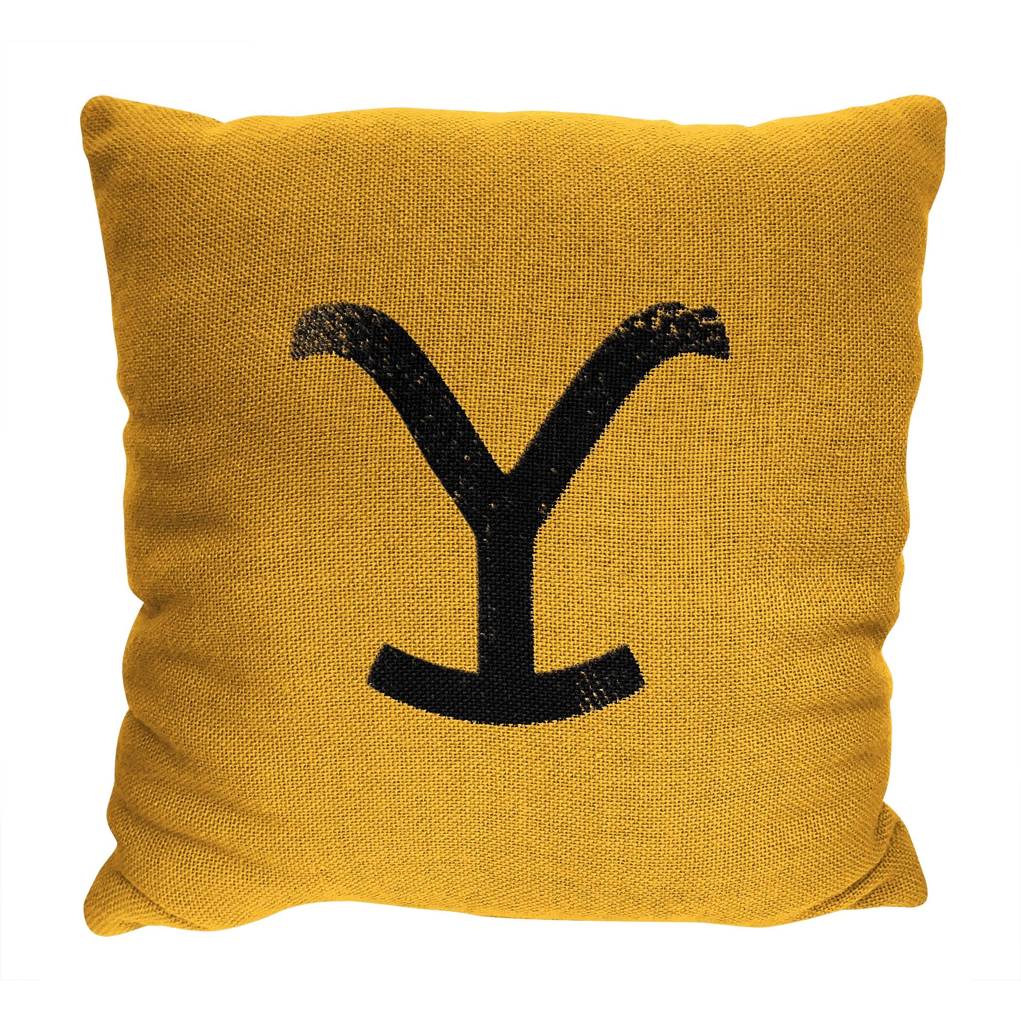 Yellowstone Y Logo, Double Sided Jacquard Pillow Black Bed Bath