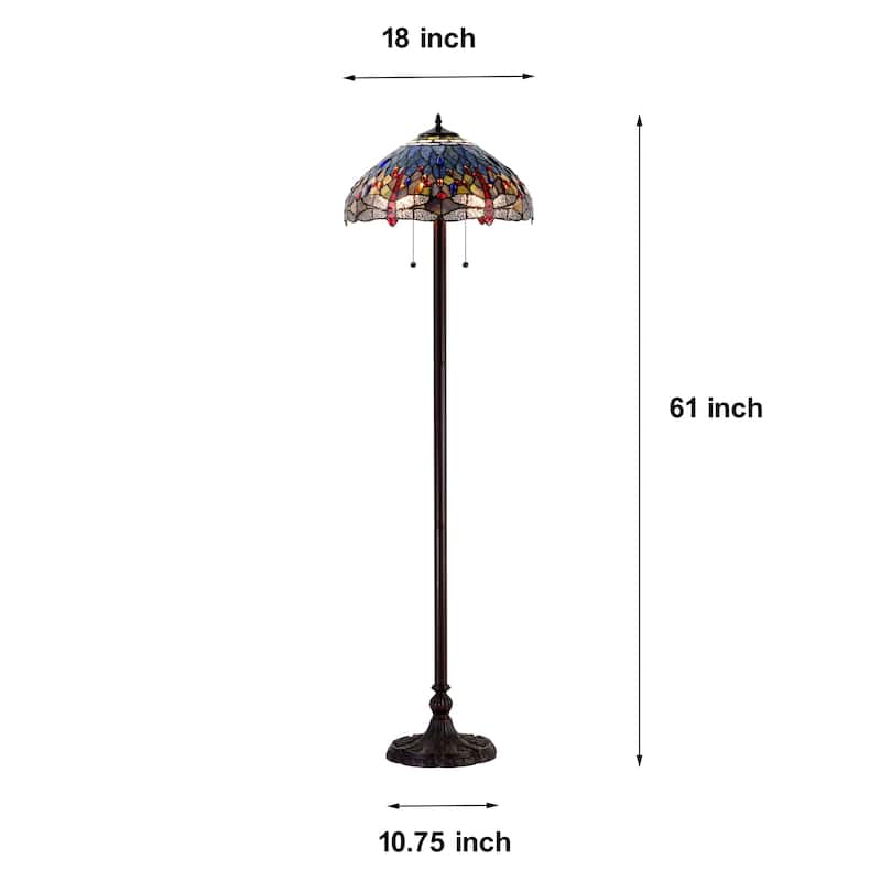 Copper Grove Simeonov Tiffany-style Blue Dragonfly Floor Lamp
