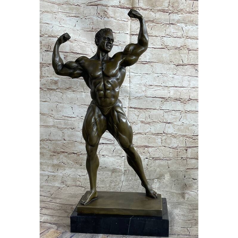 Bodybuilder Muscle Man Fitness Model Mr Universe Athlete Bronze Statue Sculpture Trophy 21 Inches X 10 Inches