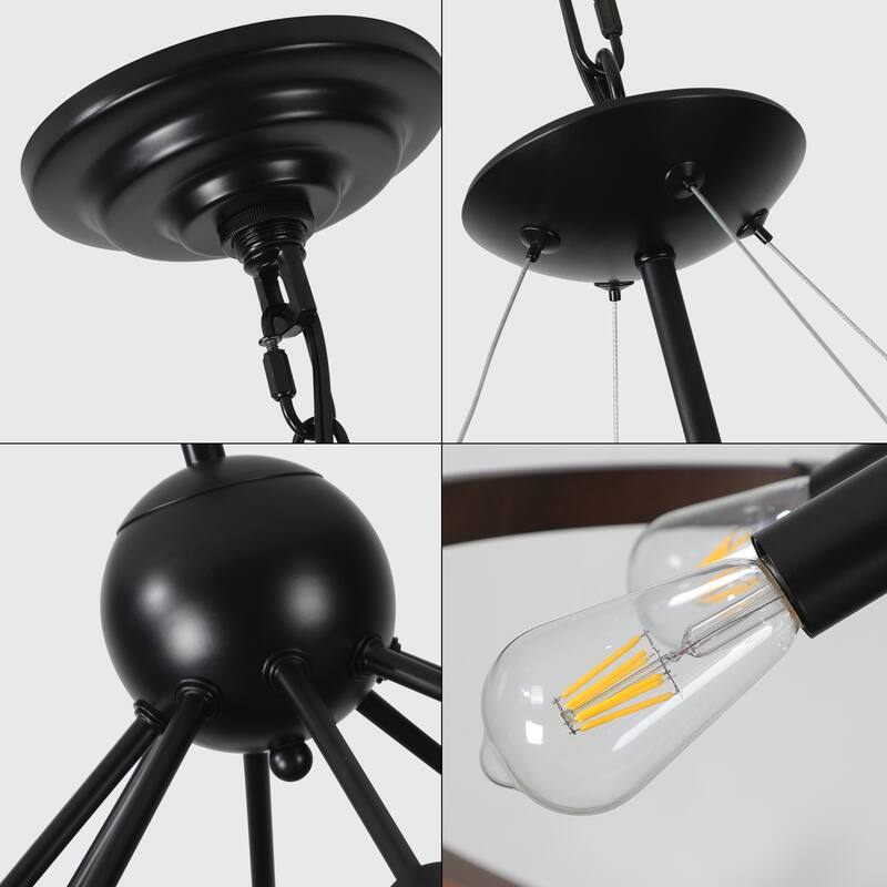 Cusp Barn Modern 8-Light Ceiling Light Retro Farmhouse Chandelier For Kitchen, Living room, Dining Room