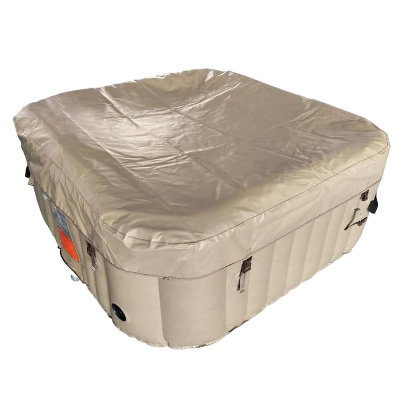 ALEKO Square Inflatable Portable Hot Tub Personal Spa 4 Person Brown