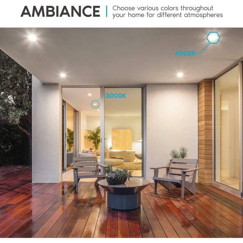 Luxrite 4" Square Recessed LED Can Light, Color Temperature Selectable 2700K / 3000K / 3500K / 4000K / 5000K (6 Pack) - 6 Pack