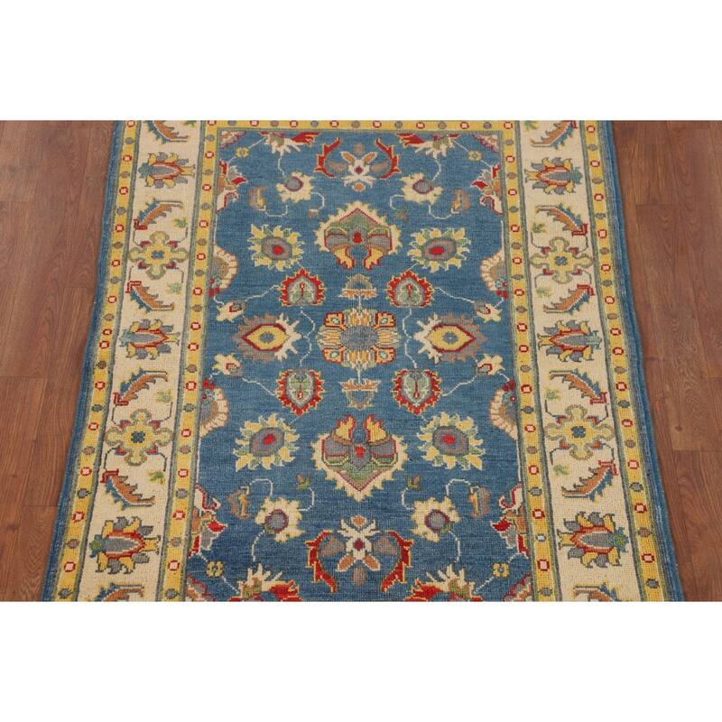 Blue Oushak Oriental Accent Rug Hand-Knotted Wool Carpet - 3'3" x 4'11"