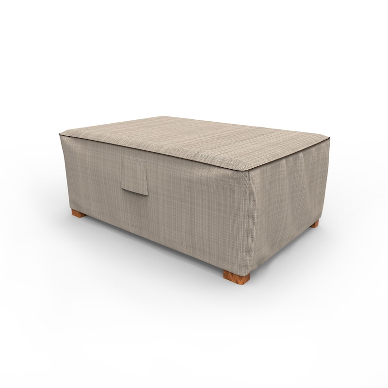 Budge StormBlock™ Mojave Black Ivory Patio Ottoman Cover - Small - 18"H x 33"W x 25"L