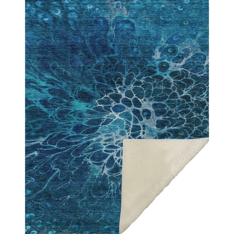 Premium Machine Washable Modern Floral Sherpa Throw Blanket