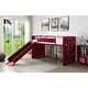 preview thumbnail 1 of 4, Red Twin Size Metal Loft Bed with Slide for Kids Red