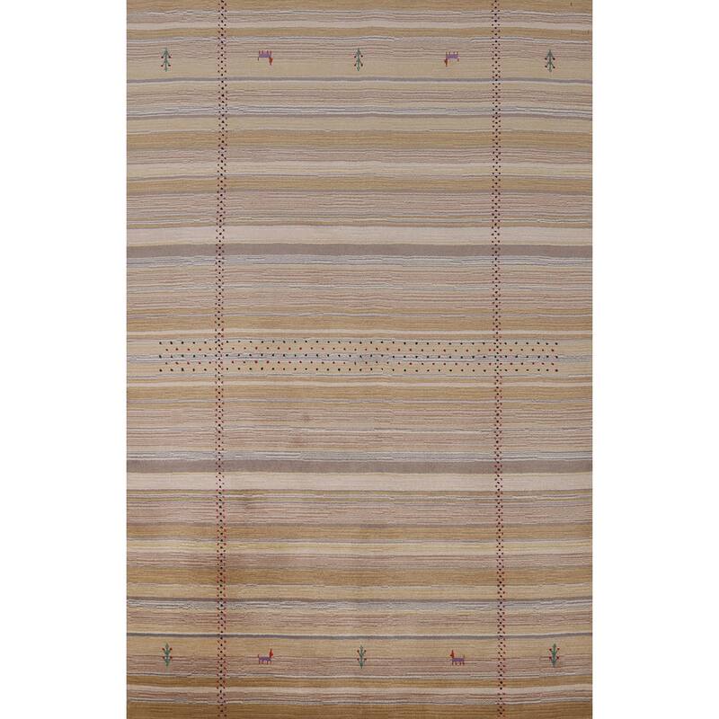 Hand Knotted Oriental 100% Wool Carpet Tribal Animal Pictorial Multi-Colored Gabbeh Area Rug - 7' 8'' X 5' 4''