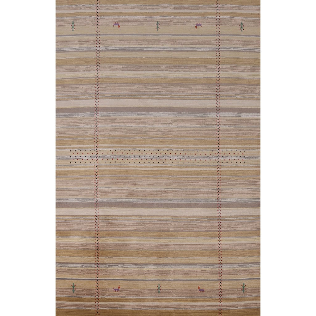Hand Knotted Oriental 100% Wool Carpet Tribal Animal Pictorial Multi-Colored Gabbeh Area Rug - 7' 8'' X 5' 4''