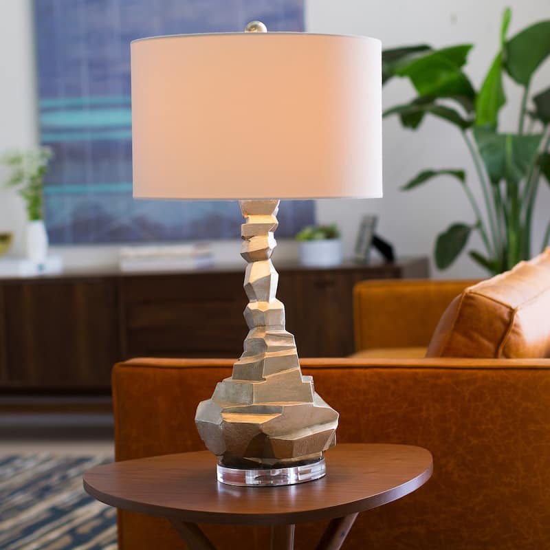 Zevgari Table Lamp with Silver Base and White Shade