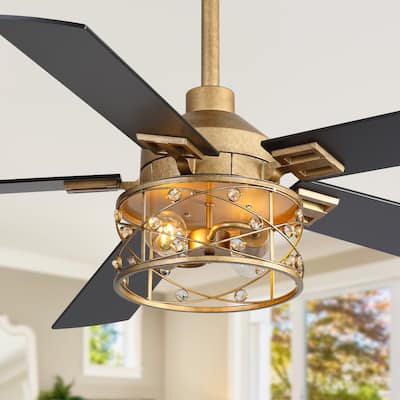 52-inch Reversible 5-Blade Caged Ceiling Fan with Remote and Light Kit