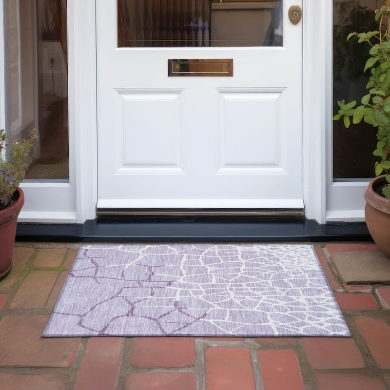 Machine Washable Indoor/ Outdoor Abstract Webby Chantille Rug