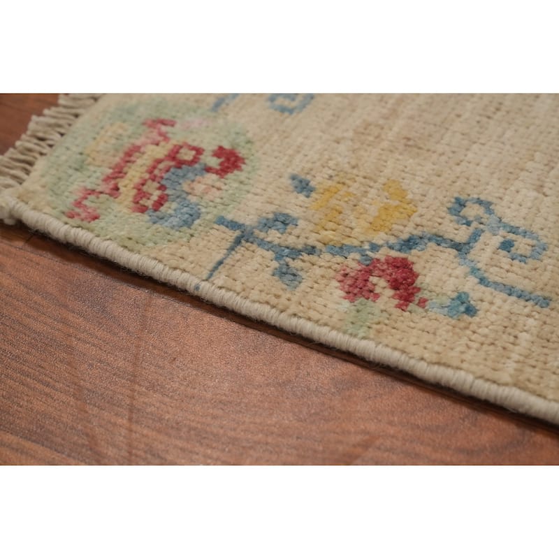 Hand Knotted Oriental 100% Wool Carpet Traditional Floral Beige & Ivories Ziegler Area Rug - 6' 0'' X 2' 9''