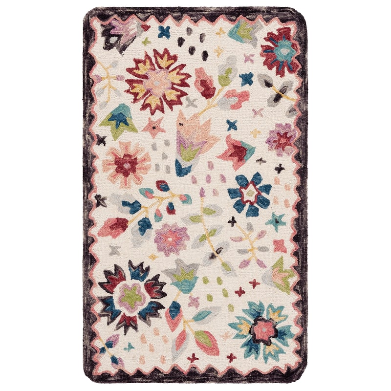 SAFAVIEH Handmade Jardin Udaya Floral Wool Rug - 3' x 5' - Ivory/Light Pink