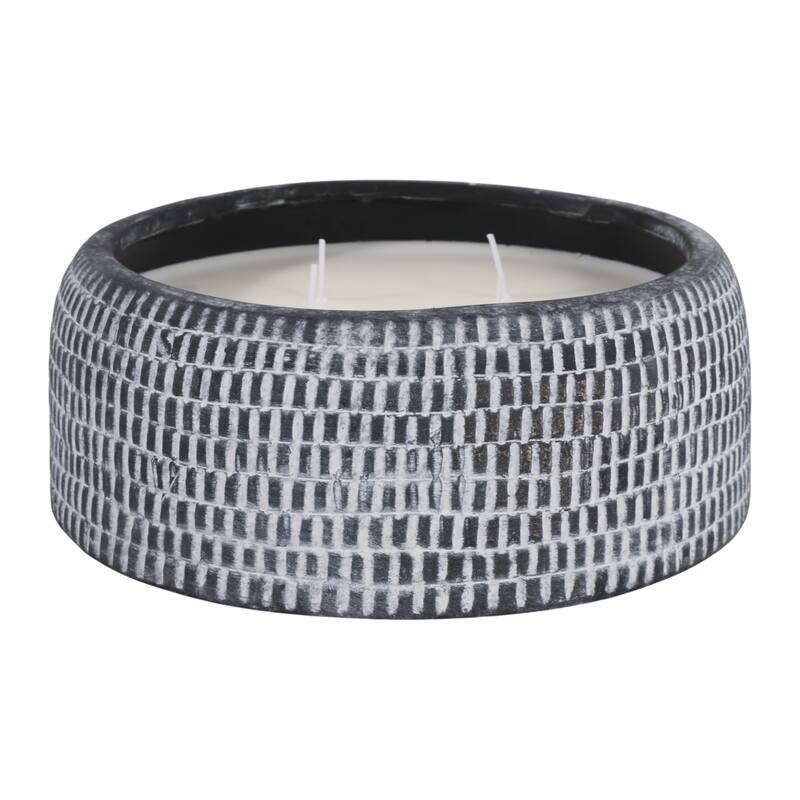 Decorative Textured Ceramic Neroli and Basil Scented Candle