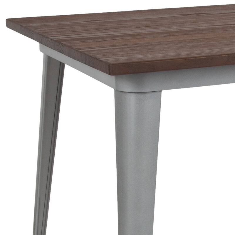 30.25" x 60" Rectangular Metal Indoor Table with Rustic Wood Top - 30.25"W x 60"D x 30.5"H