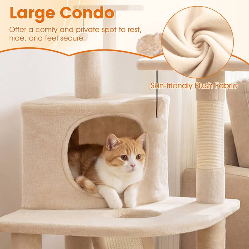 Gymax Cat Tree Multi-Level Cat Tower w/ Top Perches & Cozy Condo