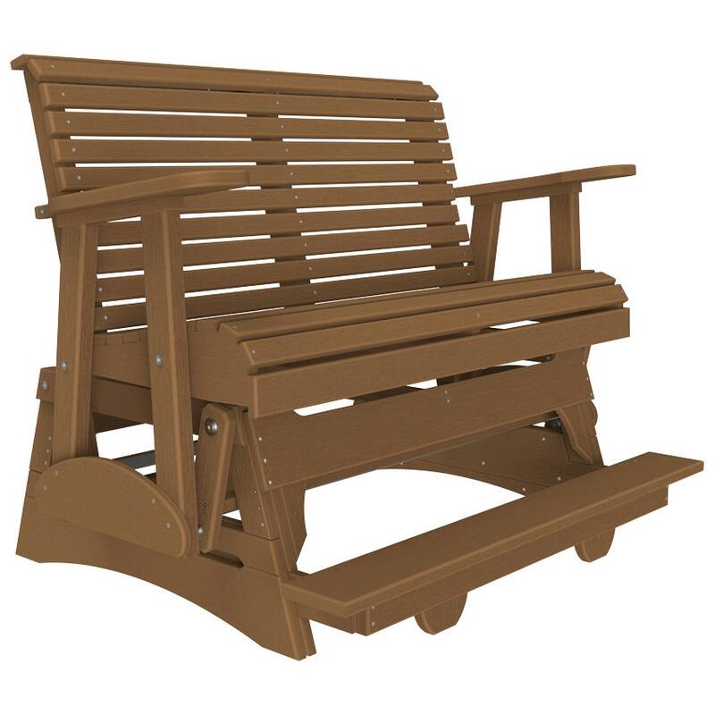 Poly Lumber Plain Rollback Balcony Glider - 4' - Antique Mahogany Woodgrain