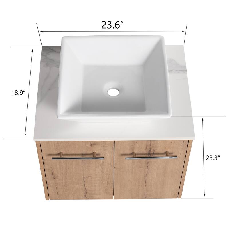 ARTCHIRLY 24"/30" Bathroom Vanity with Sink, Floating Bathroom Vanity with 2 Soft Close Doors