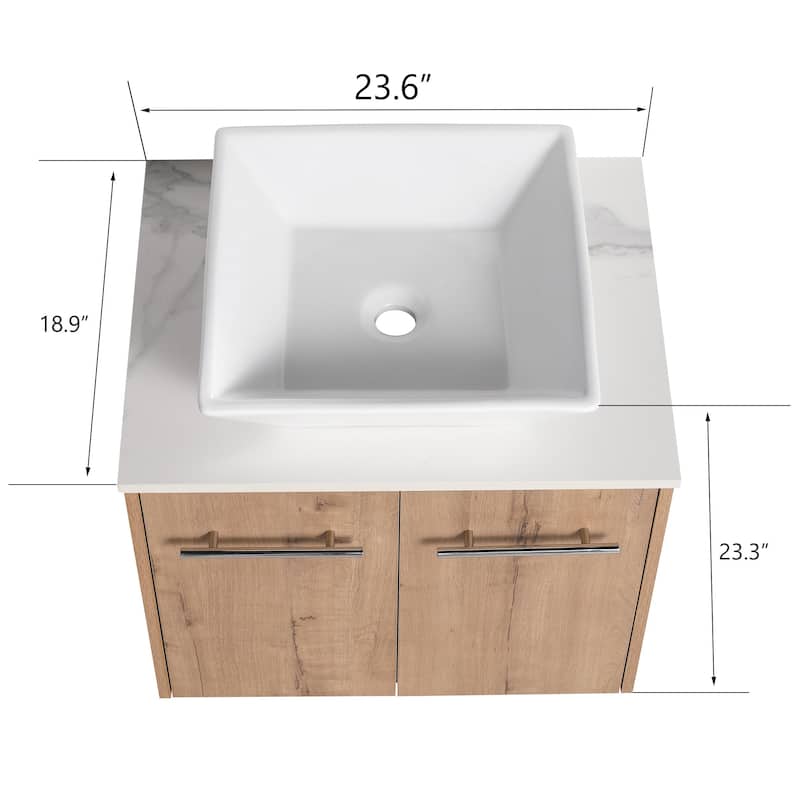 Bathroom Vanity With Sink In 24/30 Inch, Floating Bathroom Vanity With Soft Close Door
