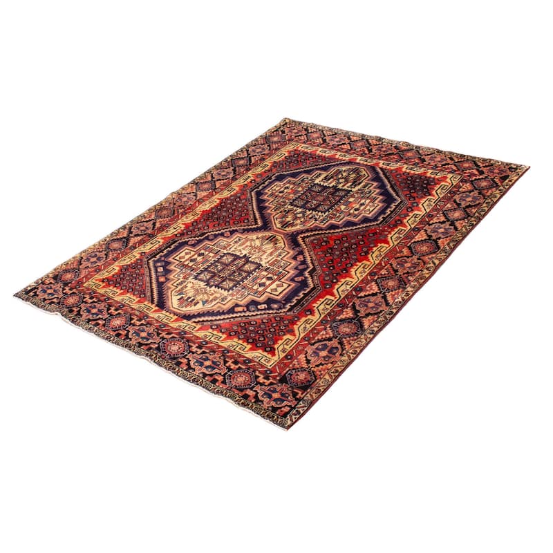 Andelz Navy, Red Rug 4'7" x 6'11" - 5'3 x 7'1