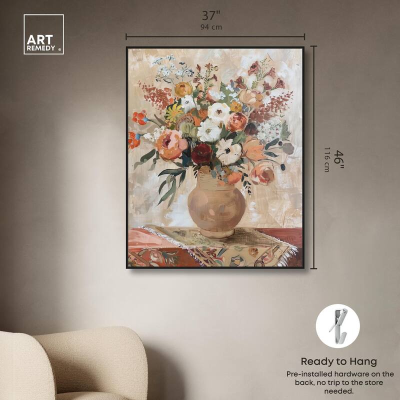Clay Vase and Flowers Canvas by Art Remedy