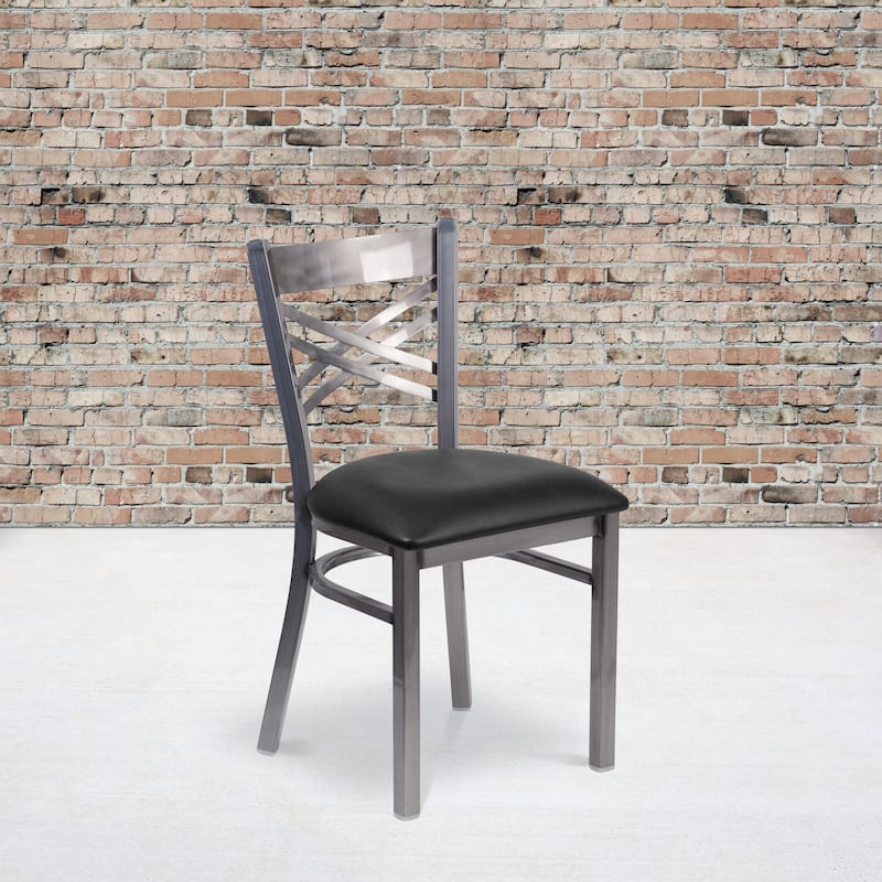 Steel X-back Restaurant Chair - 16.5"W x 17"D x 32.25"H