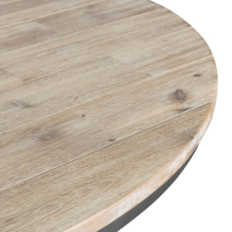 Round Counter Height Dining Table - 42 Inch Retro Design, Rustic Pedestal Table, Durable Finish