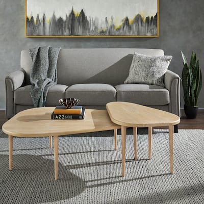 Tirana Wood Finish Teardrop Nesting Coffee Tables by iNSPIRE Q Modern