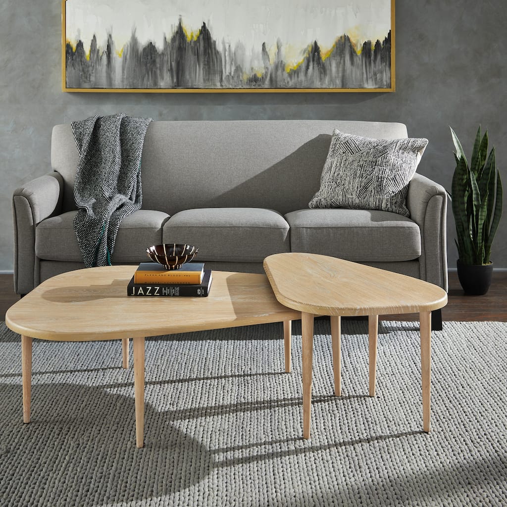 Tirana Wood Finish Teardrop Nesting Coffee Tables by iNSPIRE Q Modern