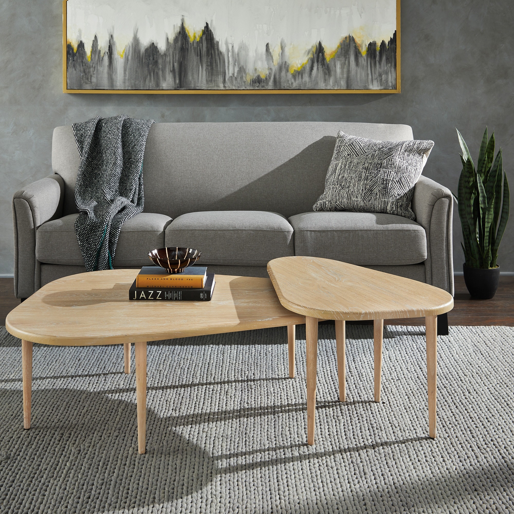 iNSPIRE Q Modern Tirana Wood Finish Teardrop Nesting Coffee Tables