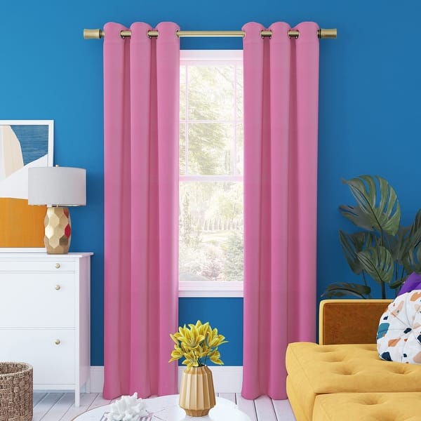 slide 2 of 64, Sun Zero Harper Bright Vibes Total Blackout Grommet Curtain Panel, Single Panel 40" x 96" - Pink