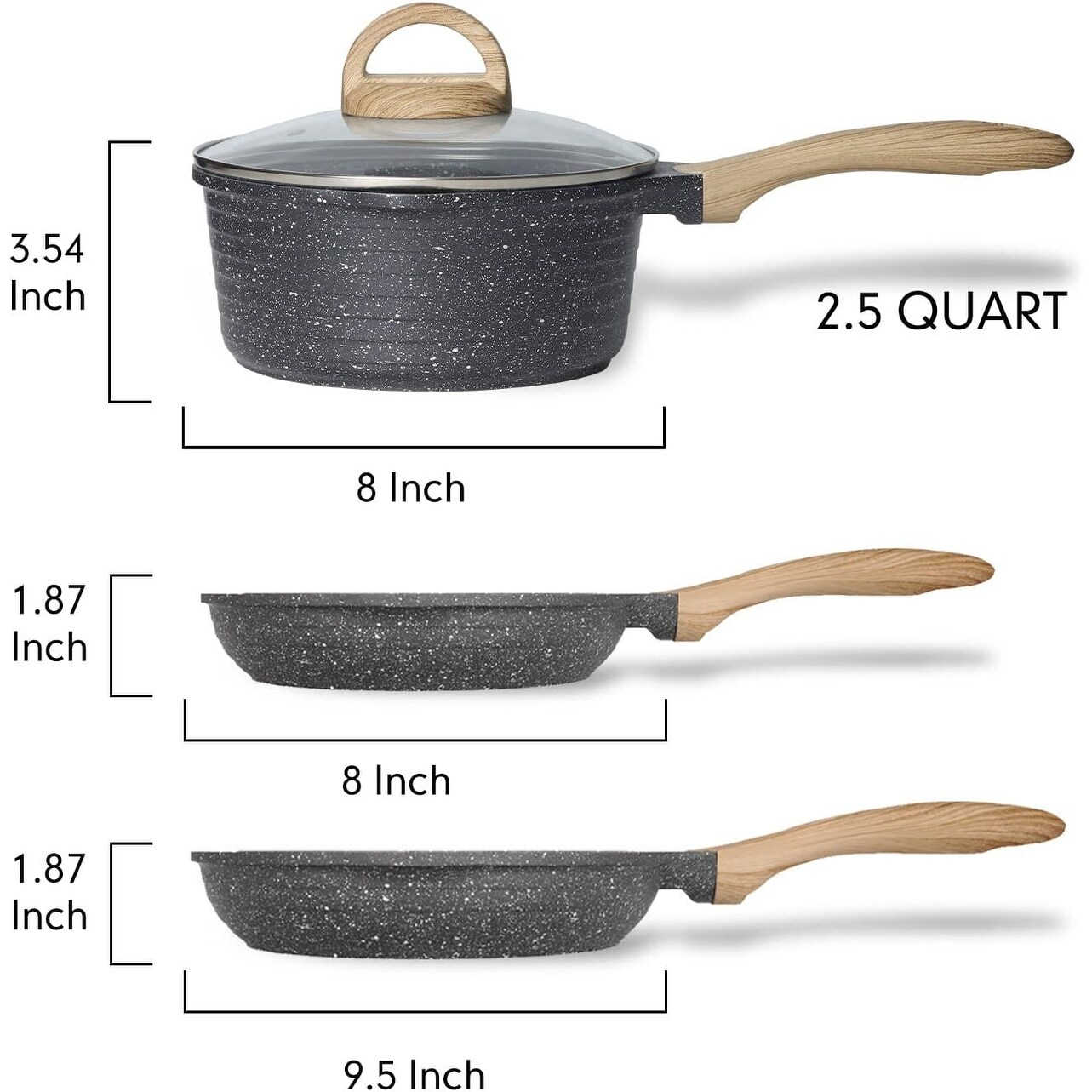 Pots and Pans Set Non Stick – Induction Hob Pot Set with Lids – 15pcs  Kitchen Cookware Sets – Cooking Cream Granite Saucepan Pots and Frying Pans  – by