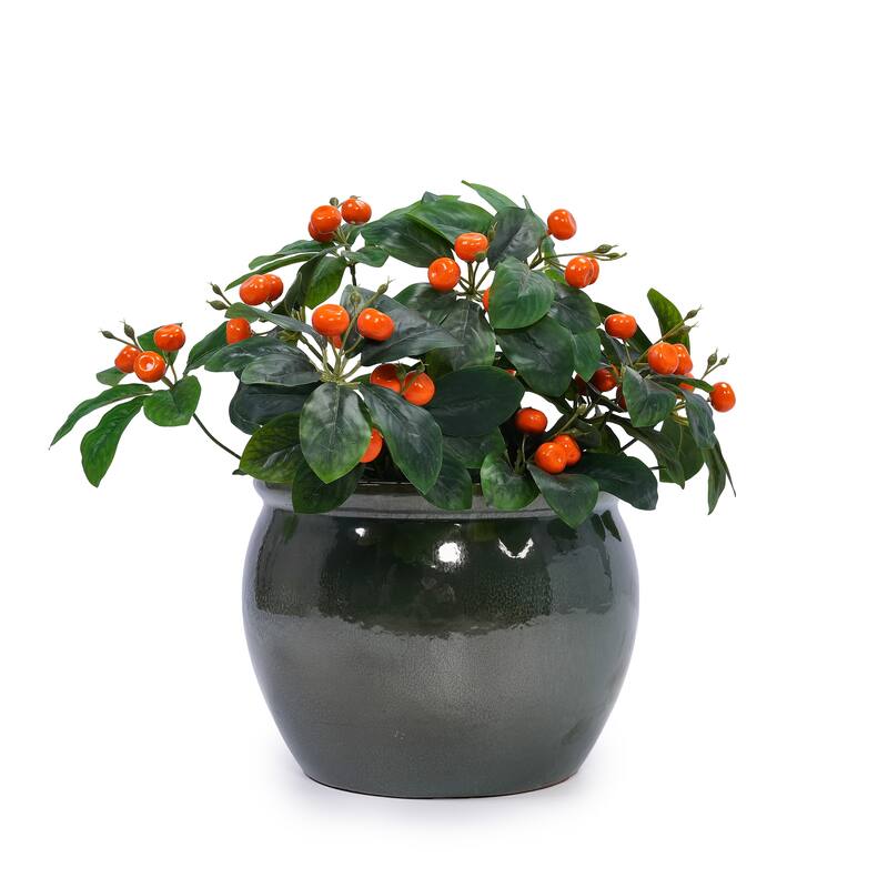 Handmade Glazed Ceramic Planter Set of 3, 15/12/9 Inch Diameter, Solid Glossy Finish