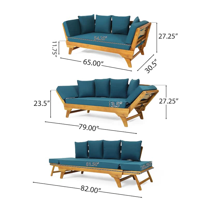 Expandable Patio Sofa Daybed with Adjustable Armrest