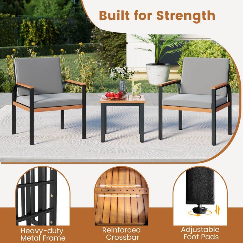 Costway 3 PCS Patio Furniture Set with Coffee Table Removable Cushions - See Details