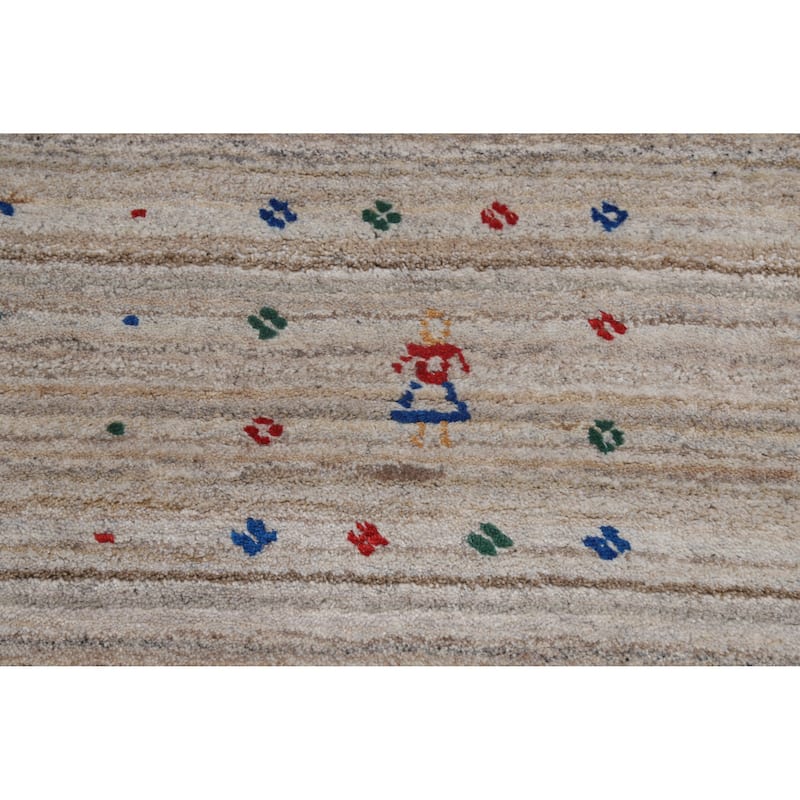 Striped Wool Gabbeh Indian Area Rug 9x12 - 9' x 12'