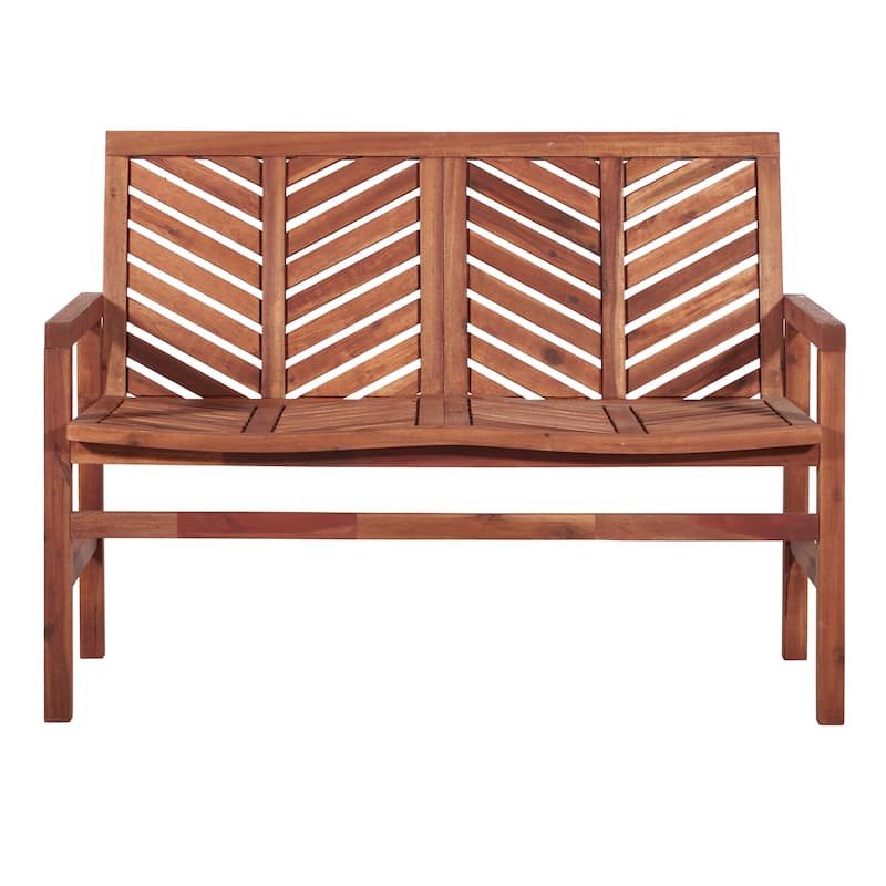 Walker Edison Acacia Wood Outdoor Chevron Love Seat