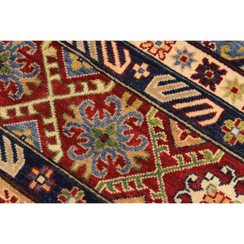Southwestern Kazak Francisco Light Blue/Red Wool Rug - 10'1'' x 13'10''