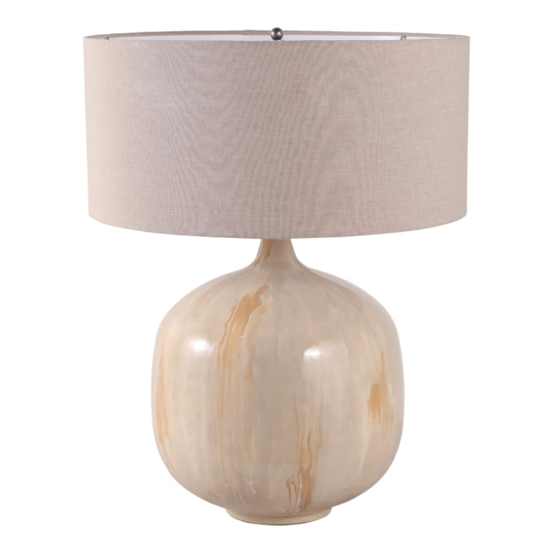 Metal Table Lamp Rounded Base Drum Shade Glam Modern Accent Lighting