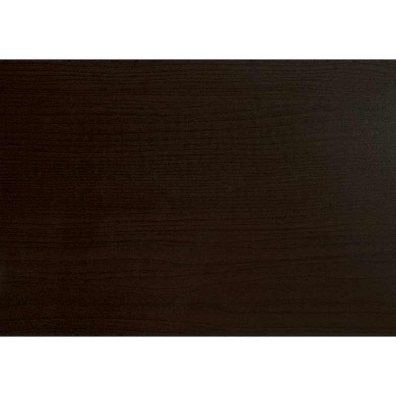 Dark Brown Wood Computer Desk with Gold Metal Base and 2 Drawers