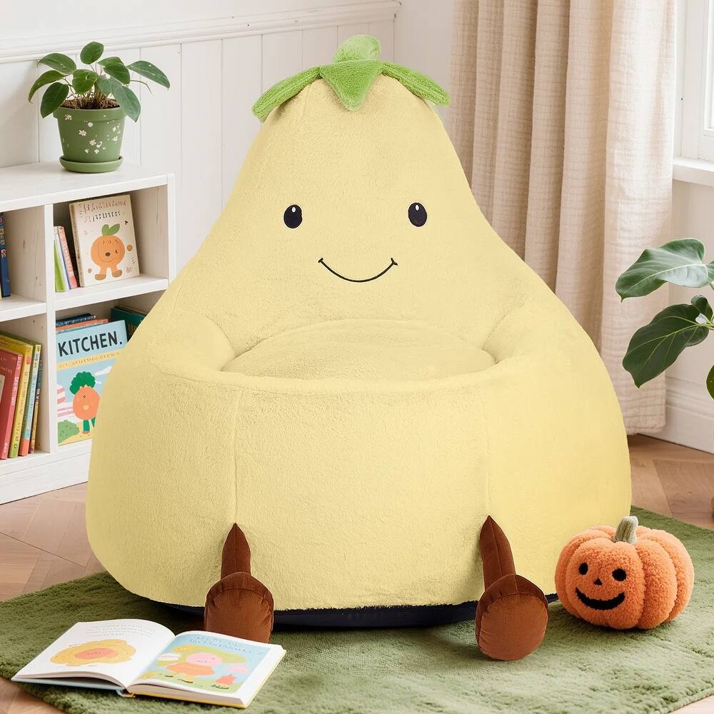 Kids Eggplant Bean Bag Chair and Crash Pad Lounger Seat for Gaming, Reading and Watching TV for Toddlers and Children's Rooms