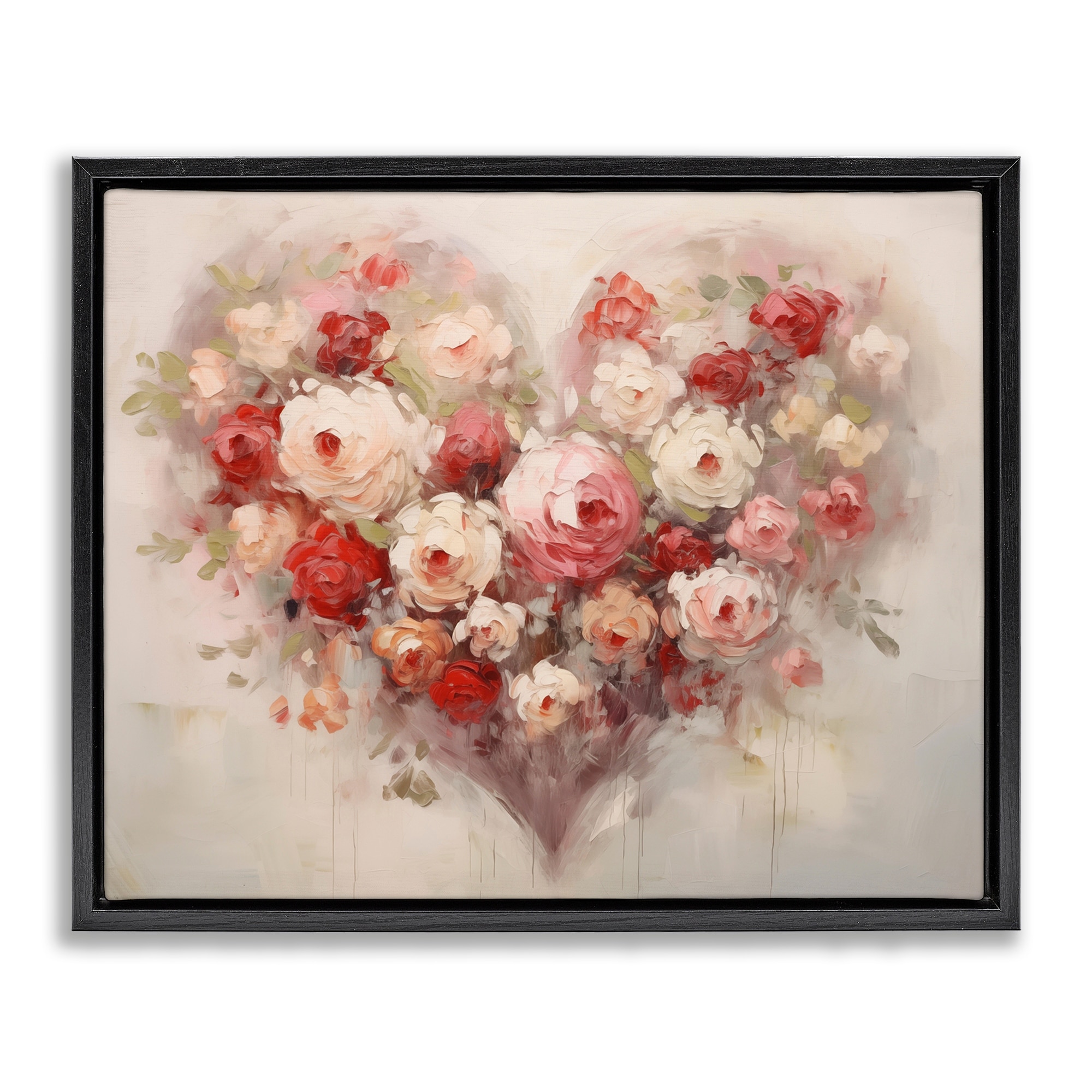 Stupell Valentine Roses Heart Framed Floater Canvas Wall Art Design By Arlington Prints