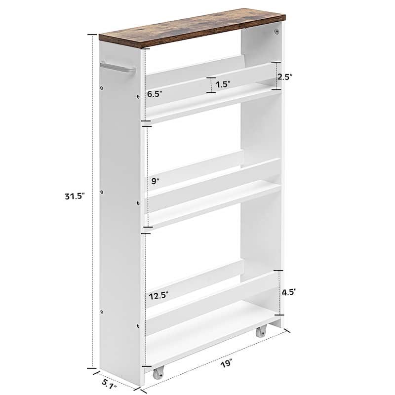 4 Tier Rolling Storage Trolley w/ Convenient Handle & Large Space