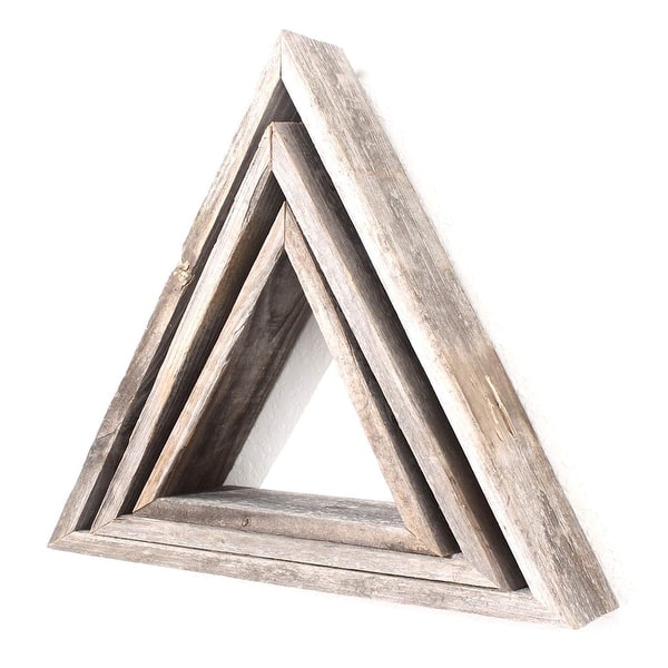Set Of 3 Triangle Rustic Natural Weathered Grey Wood Open Box Shelve Set Of 3 Triangle Rustic Natural Weathered Grey Wood Open Box Shelve