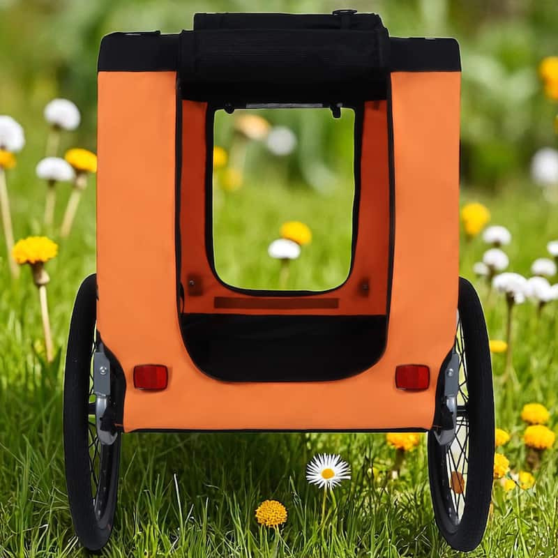 Folding Dog Bike Trailer with Steel Frame, 66LB Capacity Pet Carrier Cart with 20" Wheels & Waterproof Cover