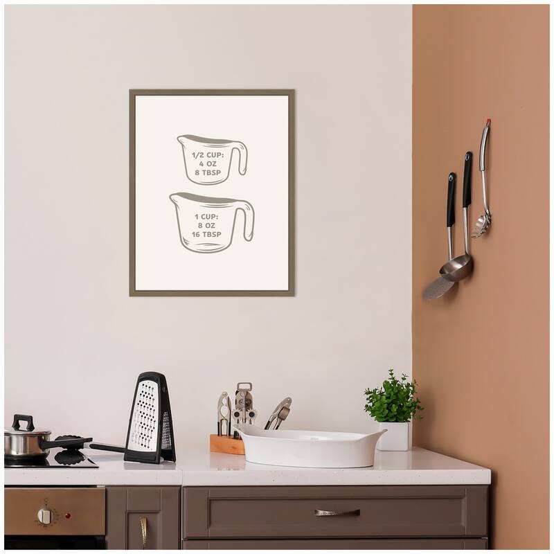 Kate and Laurel Kitchen Conversion Charts Cups by The Creative Bunch Studio Framed Canvas Wall Art Print