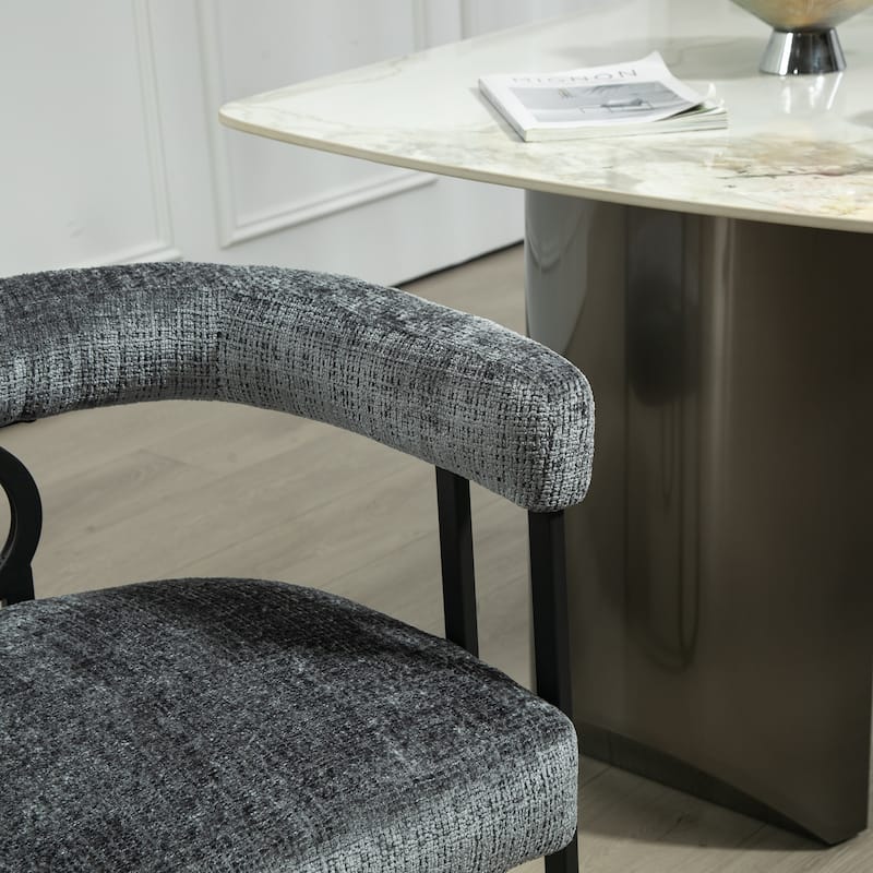Contemporary Chenille Fabric Upholstered Accent/Dining Chair/Barrel Side Chairs Kitchen Armchair for Living Room set of 1