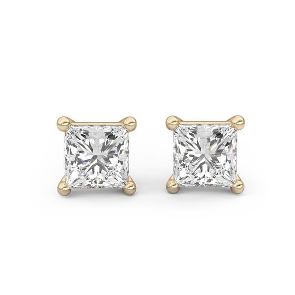 Vintage 14k Yellow Gold Finish Round Cut 1.00 ct Diamond Cluster Stud Earrings