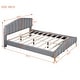 preview thumbnail 6 of 10, Gray Queen Size Velvet Platform Bed with Stylish Stripe Decorated Bedboard